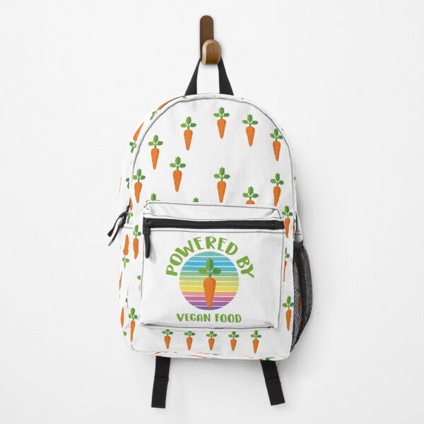 Item preview, Powered by vegan food, with colorful retro-style circular background and a carrot designed and sold by Martapp.