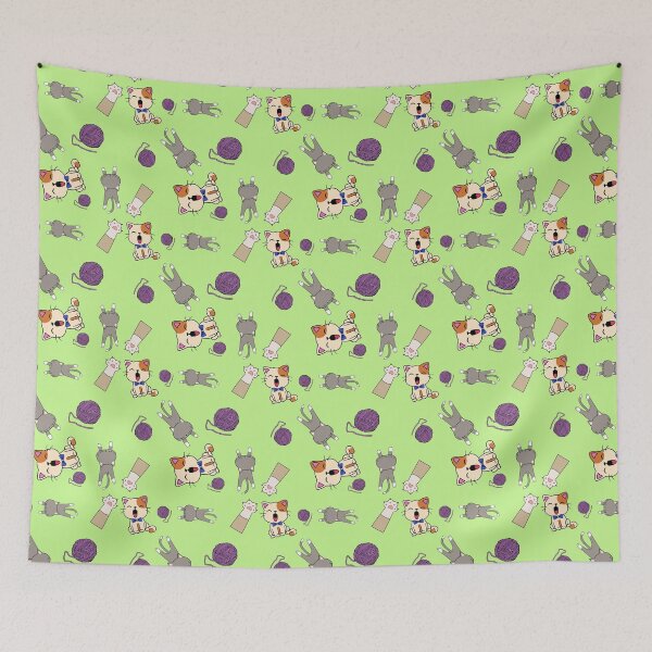 Item preview, Cute and Funny Cat Pattern in Green designed and sold by NessiCreates.