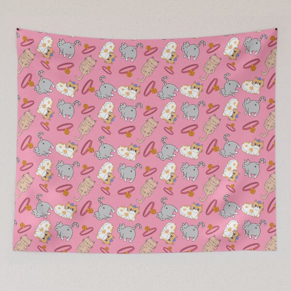 Item preview, Cute and Funny Cat Pattern in Pink designed and sold by NessiCreates.