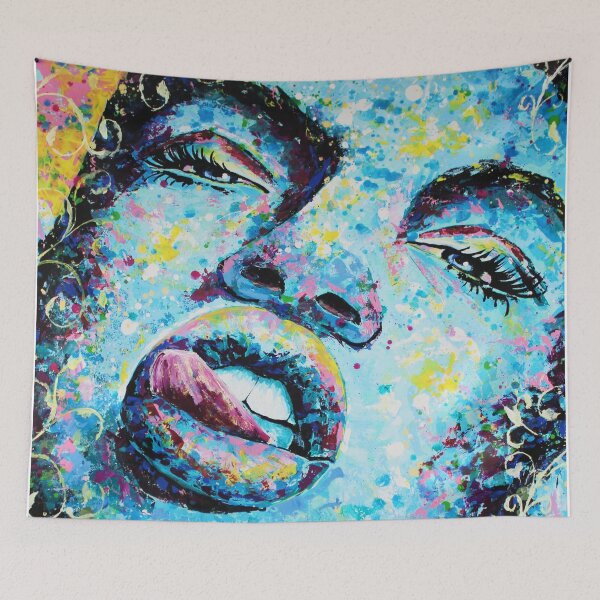 Item preview, Abstract Portrait Painting Stick Out Tongue Black Woman designed and sold by Silke Host.