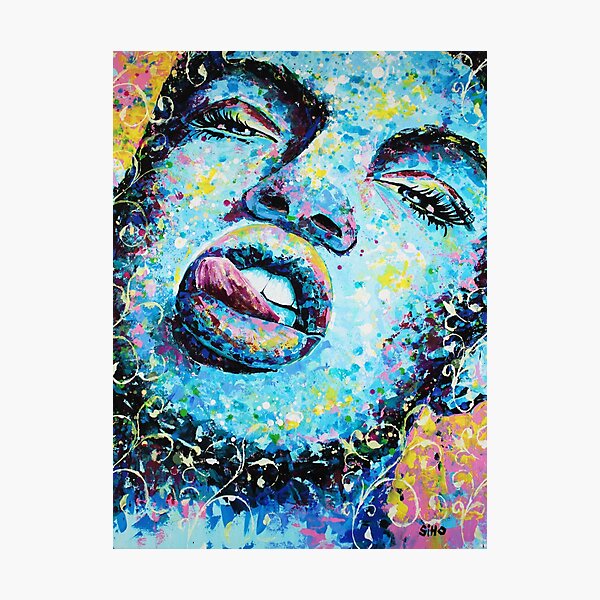 Abstract Portrait Painting Stick Out Tongue Black Woman Photographic Print
