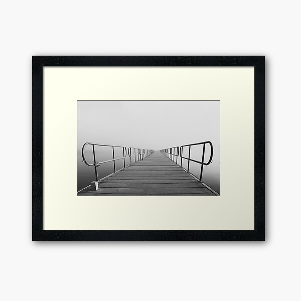 Item preview, Pont noir et blanc au-dessus d'un lac brumeux designed and sold by by-jwp.