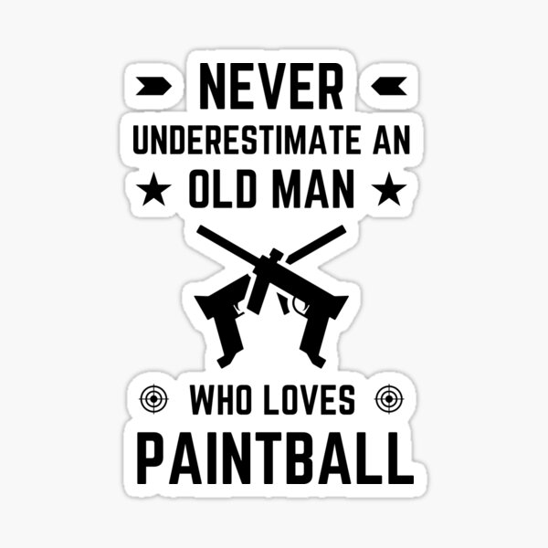 Vista previa del artículo con la obra «Diseño de paintball: nunca subestimes a un anciano que ama el paintball Diseño de tirador de paintball, jugador de paintball», diseñado y vendido por BeeClassyDesign.