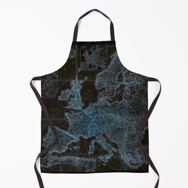 Item preview, Vintage dark glowing map of Europe. Ancient black blue map designed and sold by Long Exposure.