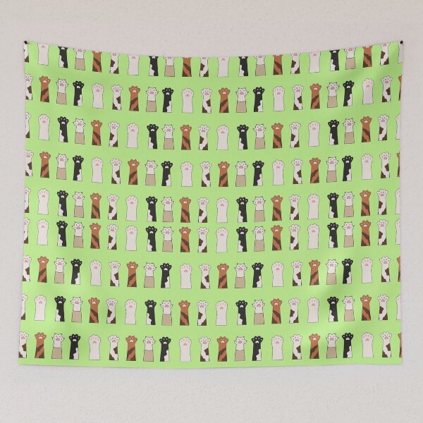 Item preview, Cute Cat Paws Pattern in Green designed and sold by NessiCreates.