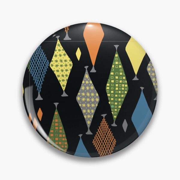 Item preview, 50s 60s Retro Geometric Sketch Fun Earthy Diamonds on Black designed and sold by GypsyGoonDesign.