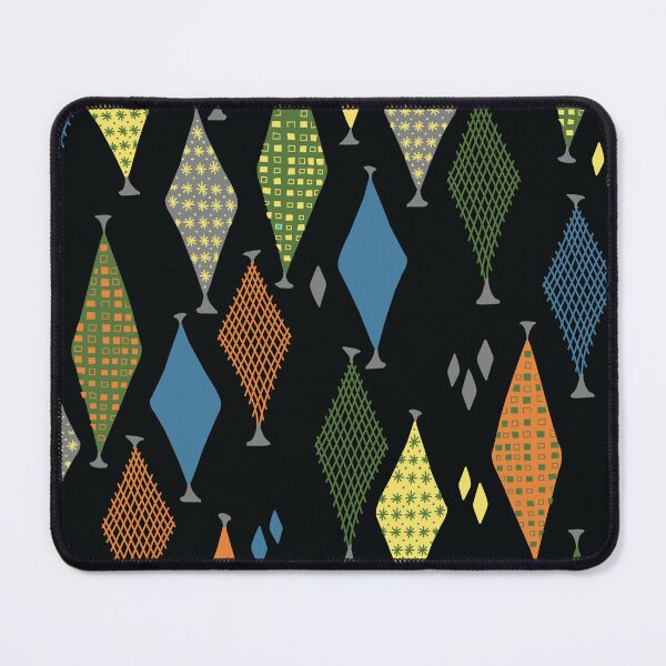 Item preview, 50s 60s Retro Geometric Sketch Fun Earthy Diamonds on Black designed and sold by GypsyGoonDesign.