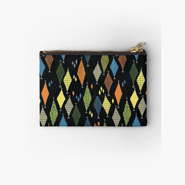 Item preview, 50s 60s Retro Geometric Sketch Fun Earthy Diamonds on Black designed and sold by GypsyGoonDesign.