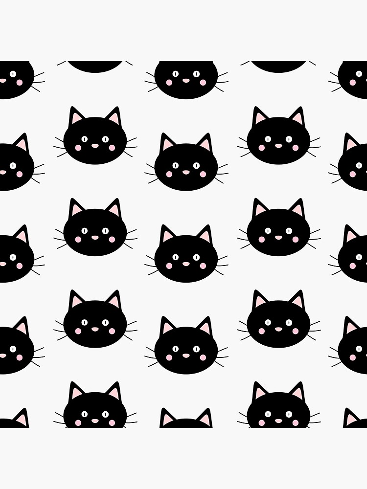 Cute Black Cat Pattern Sticker For Sale By Vanessameseguer Redbubble 6819