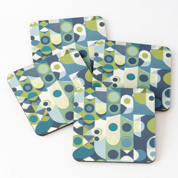 Item preview, Abstract geometric shapes in shades of blue and green designed and sold by Diamaber.
