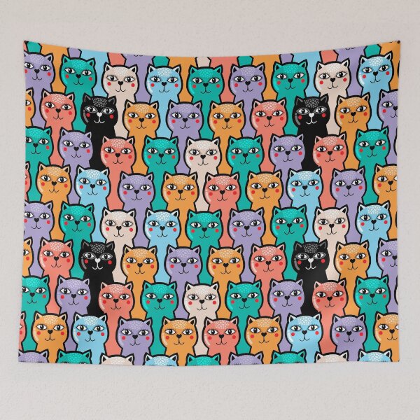 Item preview, Colorful Cat Pattern designed and sold by NessiCreates.