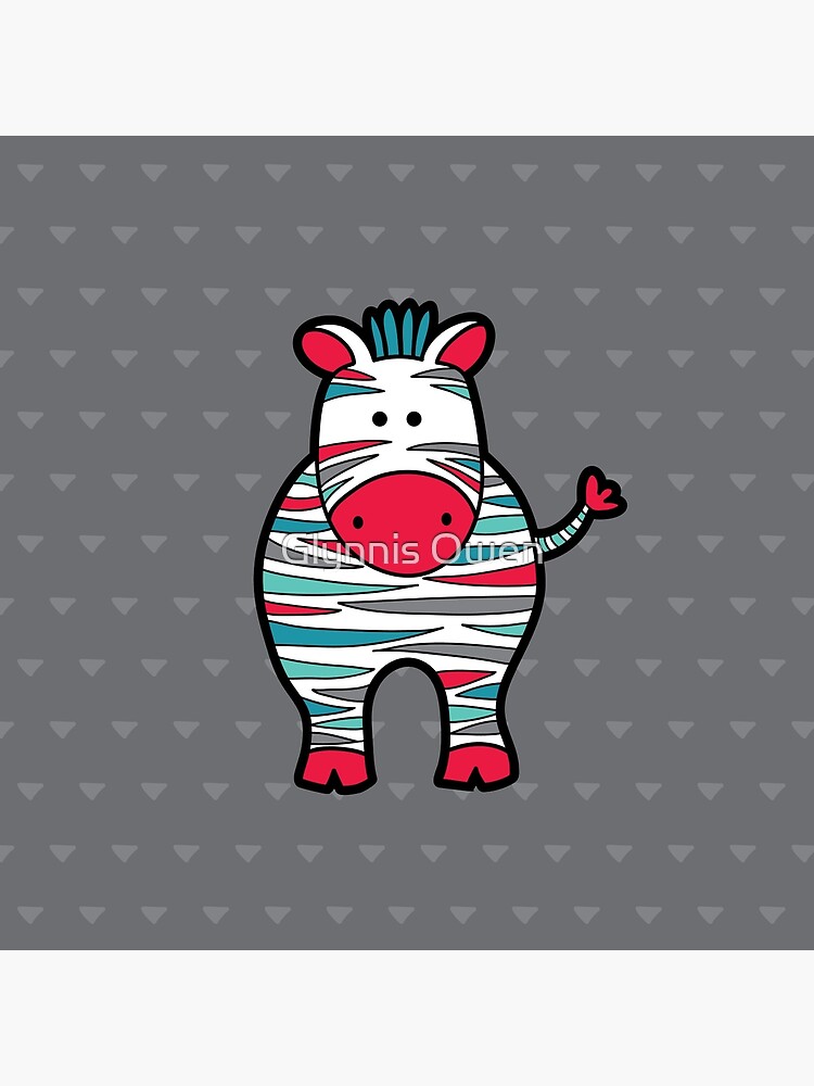 Doodle Zebra Red, Green & Grey by goggo101