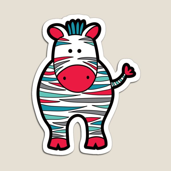 Doodle Zebra Red, Green & Grey Magnet