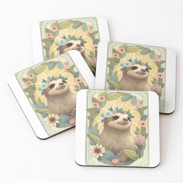 Item preview, Cute Flower Crown Sloth designed and sold by BotanicalWoe.