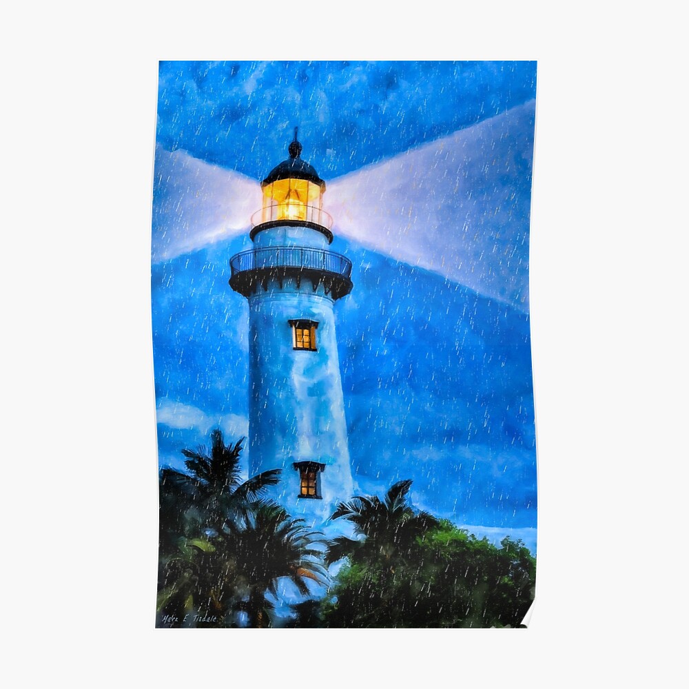 ponerse en cuclillas hambruna Aprendizaje Lámina artística «Ilustraciones de la isla de St Simons - Faro en la noche»  de marksda1 | Redbubble