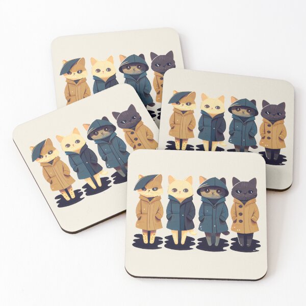 Item preview, Cute Lady Cats Kittens in Anorak Raincoats designed and sold by Tellingmoon.