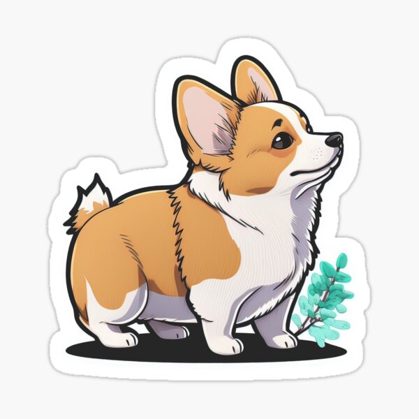 Item preview, Cute Corgi and Little Bush: Adorable Sticker designed and sold by FhelDesigns.