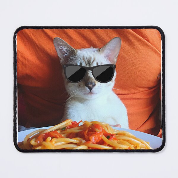 Item preview, cat eating spaghetti designed and sold by River Graphic Design.