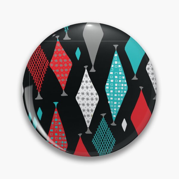 Item preview, Classic Soda Fountain 50s 60s Retro Geometric Sketch Diamonds on Black designed and sold by GypsyGoonDesign.
