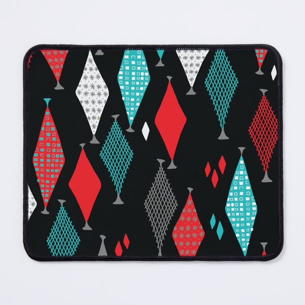 Item preview, Classic Soda Fountain 50s 60s Retro Geometric Sketch Diamonds on Black designed and sold by GypsyGoonDesign.