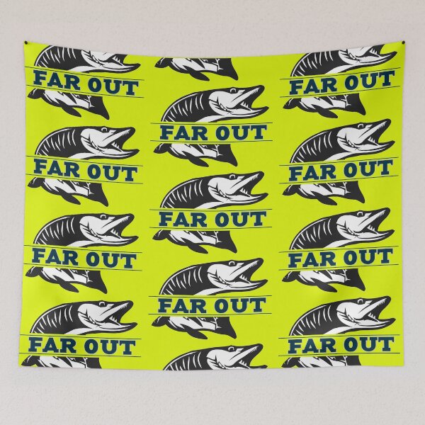 Item preview, Black White Far Out Fly Fish Yellow designed and sold by ChristinasMess.