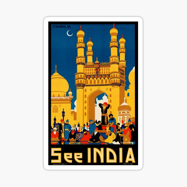 Item preview, SEE INDIA Hyderabad Charminar Monument 1920s Vintage Art Deco Travel Poster  designed and sold by retroposters.