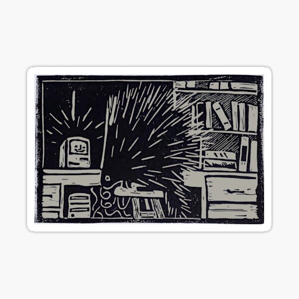 porky pine goes online in beige Sticker