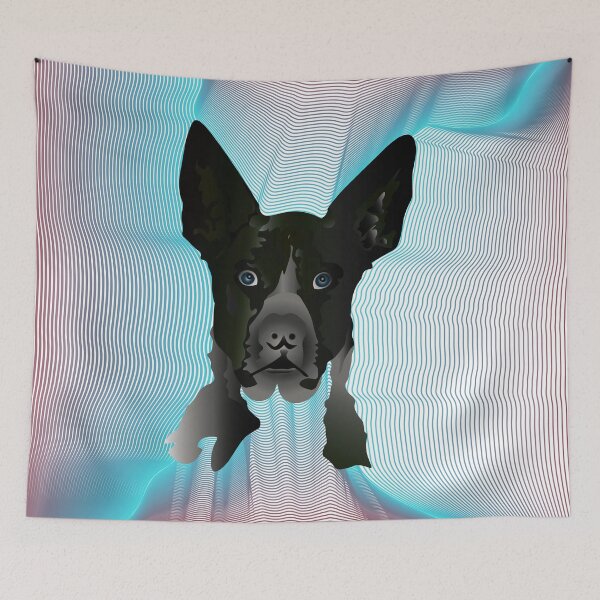 Item preview, Dog head with blue lines in background designed and sold by Bigrow.