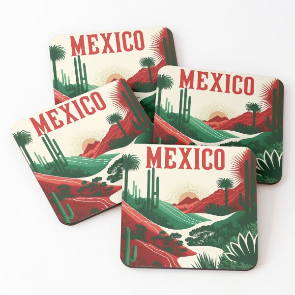 Item preview, Mexico landscape with cactuses and mountains designed and sold by AreteSticker.