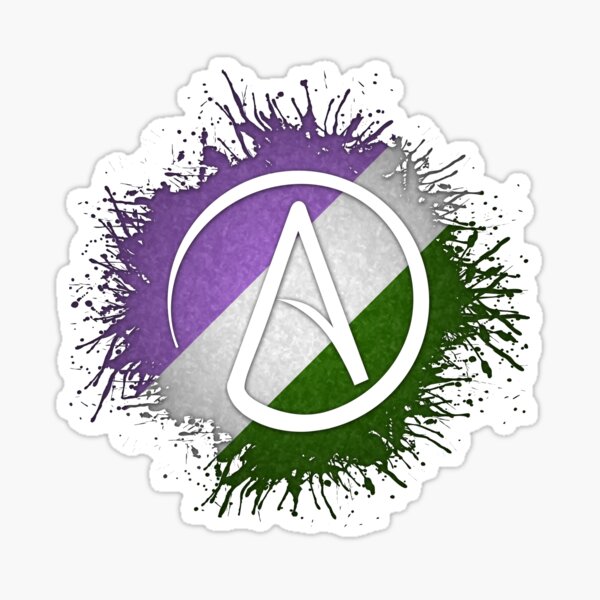 Paint Splatter Genderqueer Pride Flag Atheist Symbol Sticker