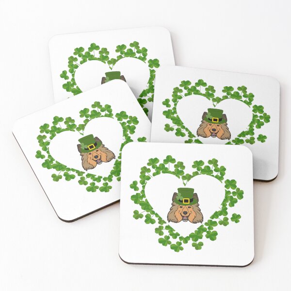 Item preview, Shetland Sheepdog (Sheltie) Head in Shamrock Heart with Saint Patrick's Day Theme designed and sold by SeasonalDogs.