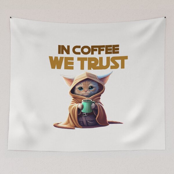 Item preview, Cat with cup of coffee in coffee we trust  designed and sold by Cordiality.
