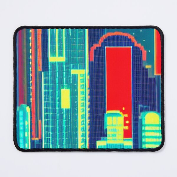 Item preview, 8-bit style cityscape neon red designed and sold by PixelDripped.