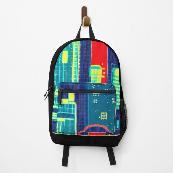 Item preview, 8-bit style cityscape neon red designed and sold by PixelDripped.