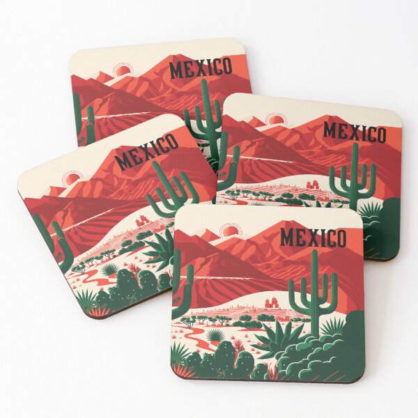 Item preview, Mexico landscape with cactuses and mountains designed and sold by AreteSticker.