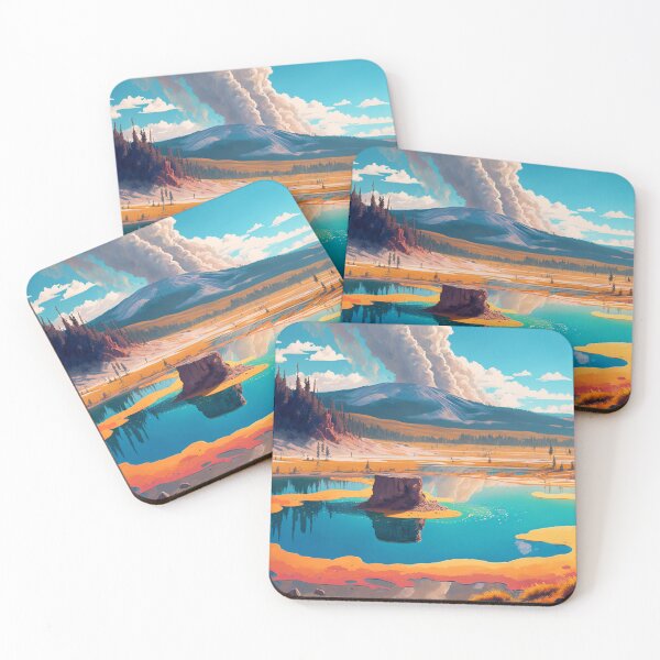 Item preview, Yellowstone National Park 01 | Colorful Cartoon Landmarks Landscapes designed and sold by Sunchaser World.