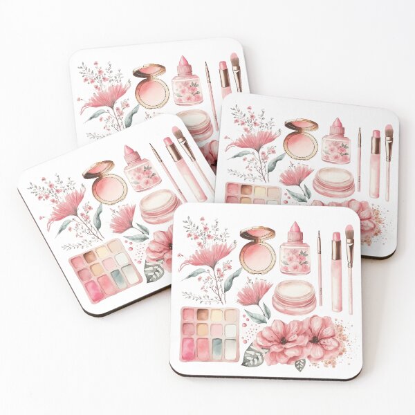 Item preview, Pink Flowers and Make Up Watercolor designed and sold by Alice Monber’s Illustration.