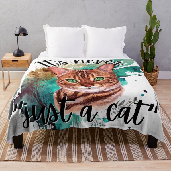 Item preview, It’s never just a cat, cat owner, rescue cats, Bengal cat with green eyes watercolor designed and sold by JoeyGraceCatCo.