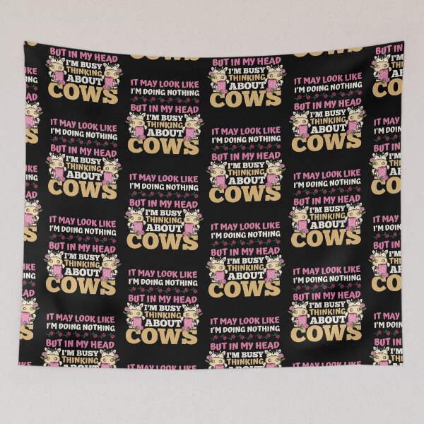 Item preview, Black version of Just busy thinking about cows designed and sold by FarmsteadAcers.