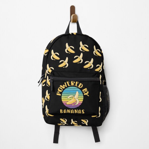 Item preview, Powered by bananas, with colorful retro-style circular background and a banana designed and sold by Martapp.