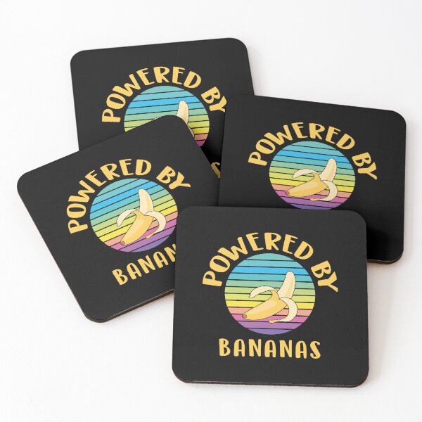 Item preview, Powered by bananas, with colorful retro-style circular background and a banana designed and sold by Martapp.