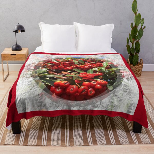 Item preview, Red Bright Berries of evergreen shrub with lace trim by Iritof designed and sold by iritof.