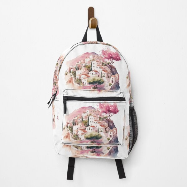 Item preview, Pink village watercolor designed and sold by Alice Monber’s Illustration.