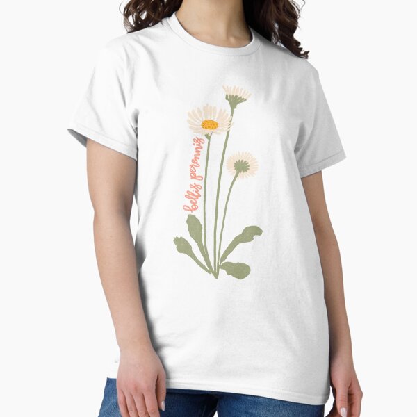 Aperçu de l'œuvre Illustration de fleur de marguerite avec le nom latin Bellis Perennis créée et vendue par MissCassieBee.