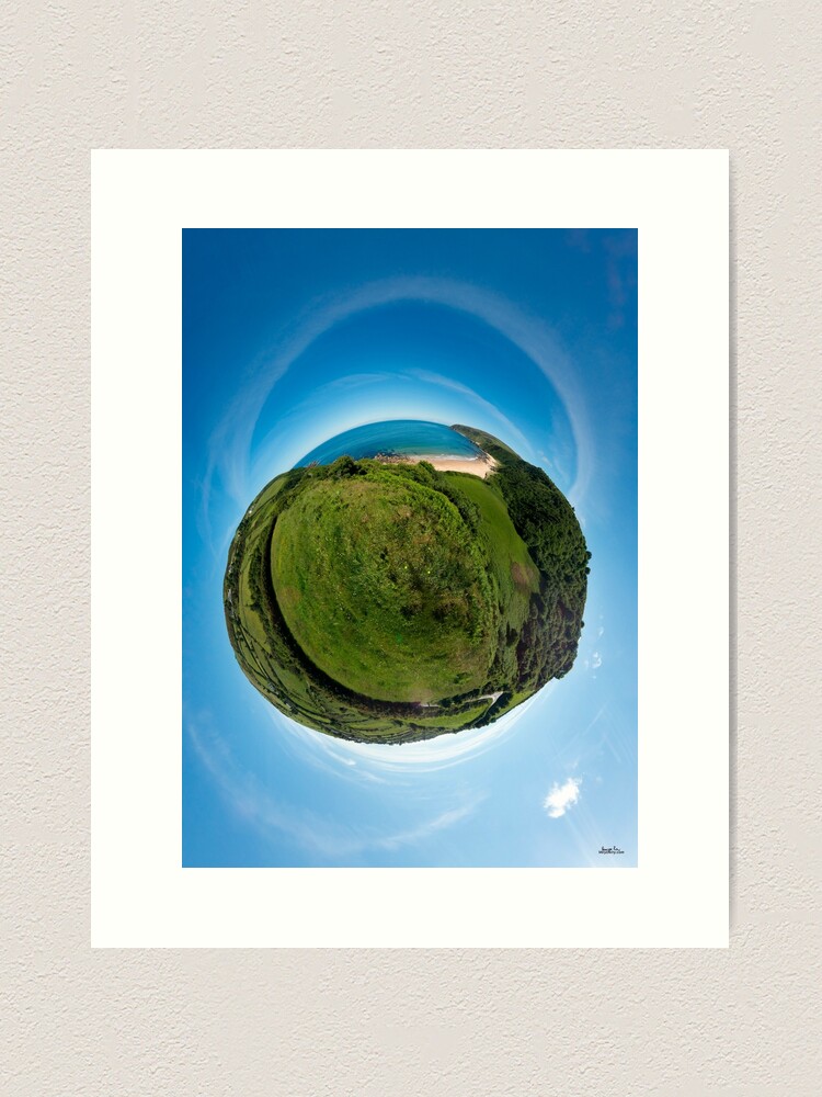 Alternate view of Kinnagoe Bay (as a floating green planet) Art Print