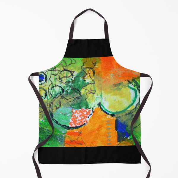 Item preview, Modern Green and Orange Mixed Media Collage Art designed and sold by NancyMerkle.