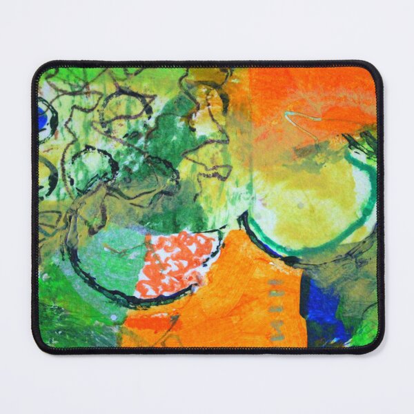 Item preview, Modern Green and Orange Mixed Media Collage Art designed and sold by NancyMerkle.