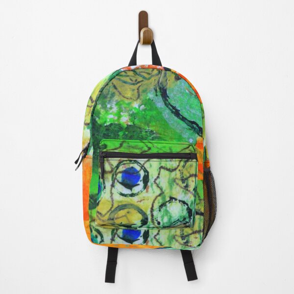 Item preview, Modern Green and Orange Mixed Media Collage Art designed and sold by NancyMerkle.