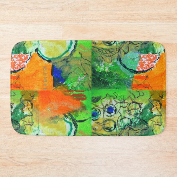 Item preview, Modern Green and Orange Mixed Media Collage Art designed and sold by NancyMerkle.