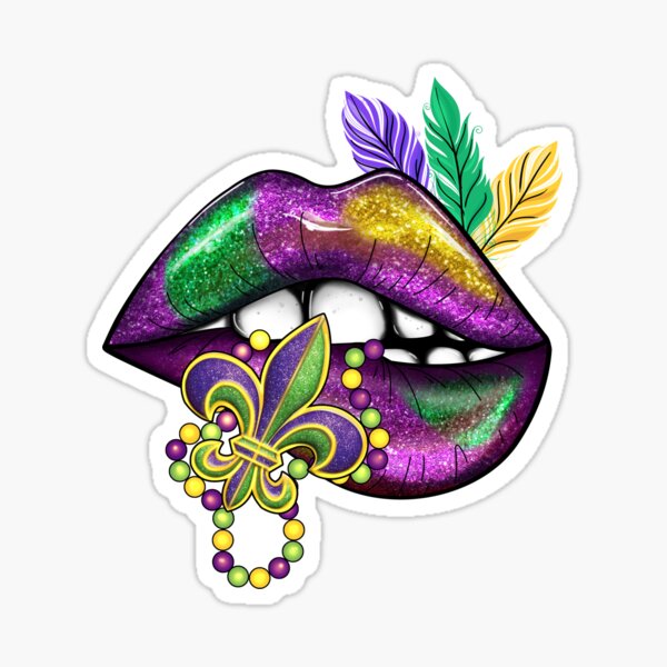 Whaline 252Pcs Mardi Gras Glitter Foam Stickers Masquerade Mask  Fleur-De-Lis Drum Pattern Foam Decals Gold Green Purple Self-Adhesive  Stickers for